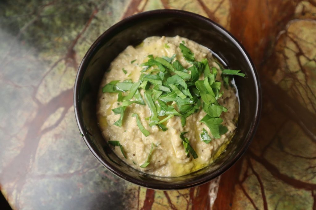 Marjoram scented Baba Ganoush with Fresh Vegetable crudites