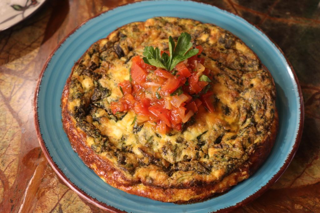 Herbed Spinach and Goat Cheese Frittata with Tomato Relish